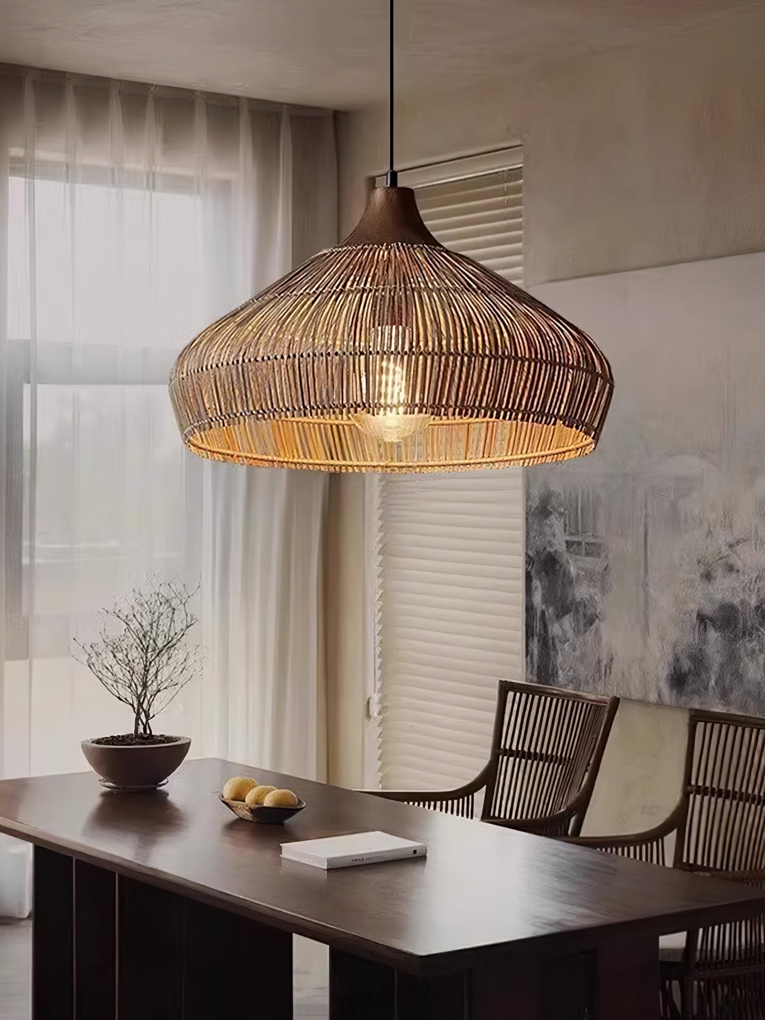 Wicker Rattan Pendant Light - Lamp Outdoor