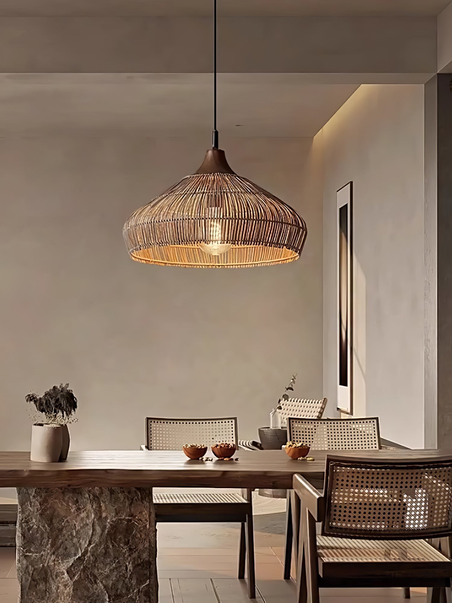 Wicker Rattan Pendant Light - Lamp Outdoor