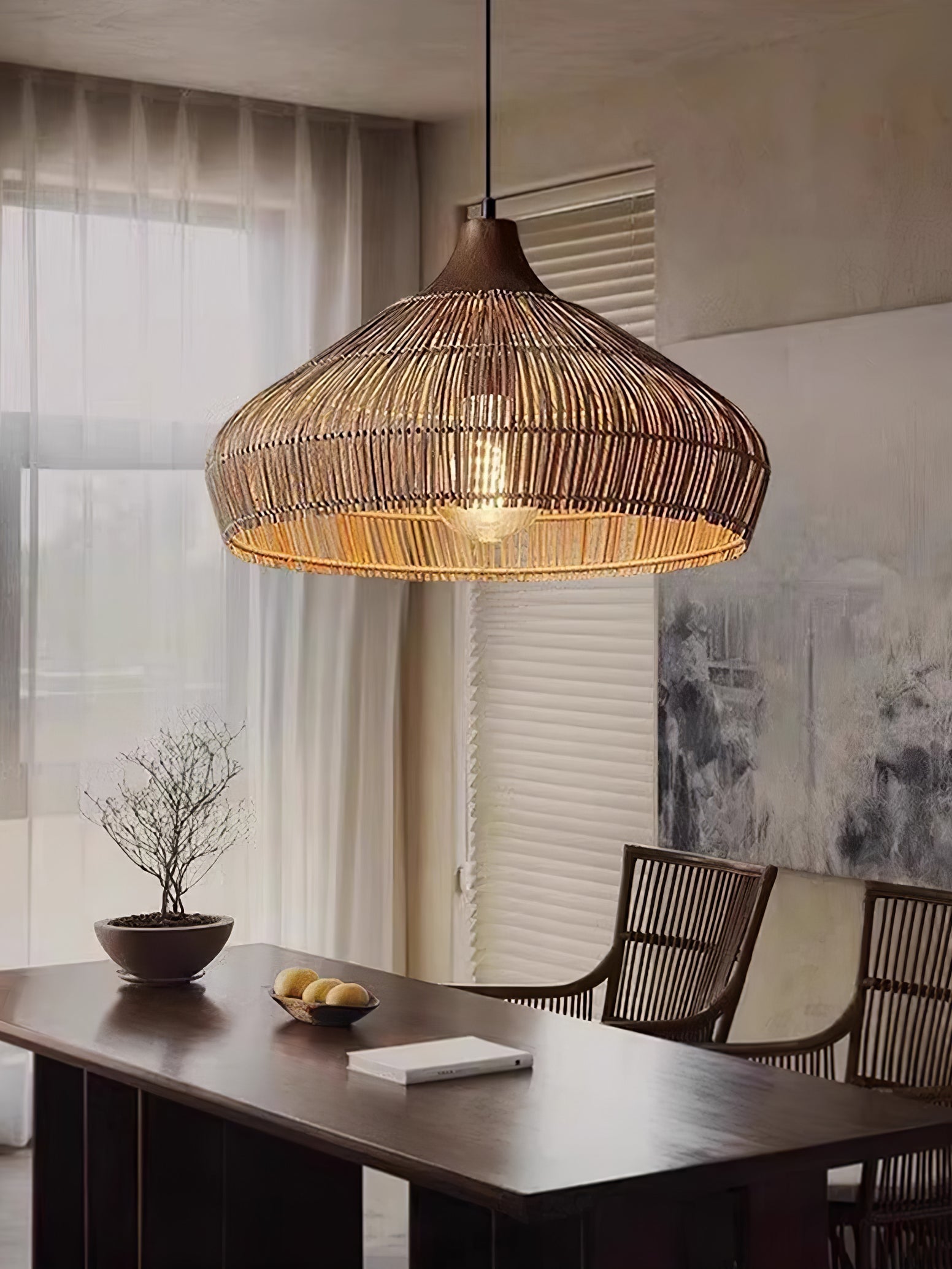 Wicker Rattan Pendant Light - Lamp Outdoor