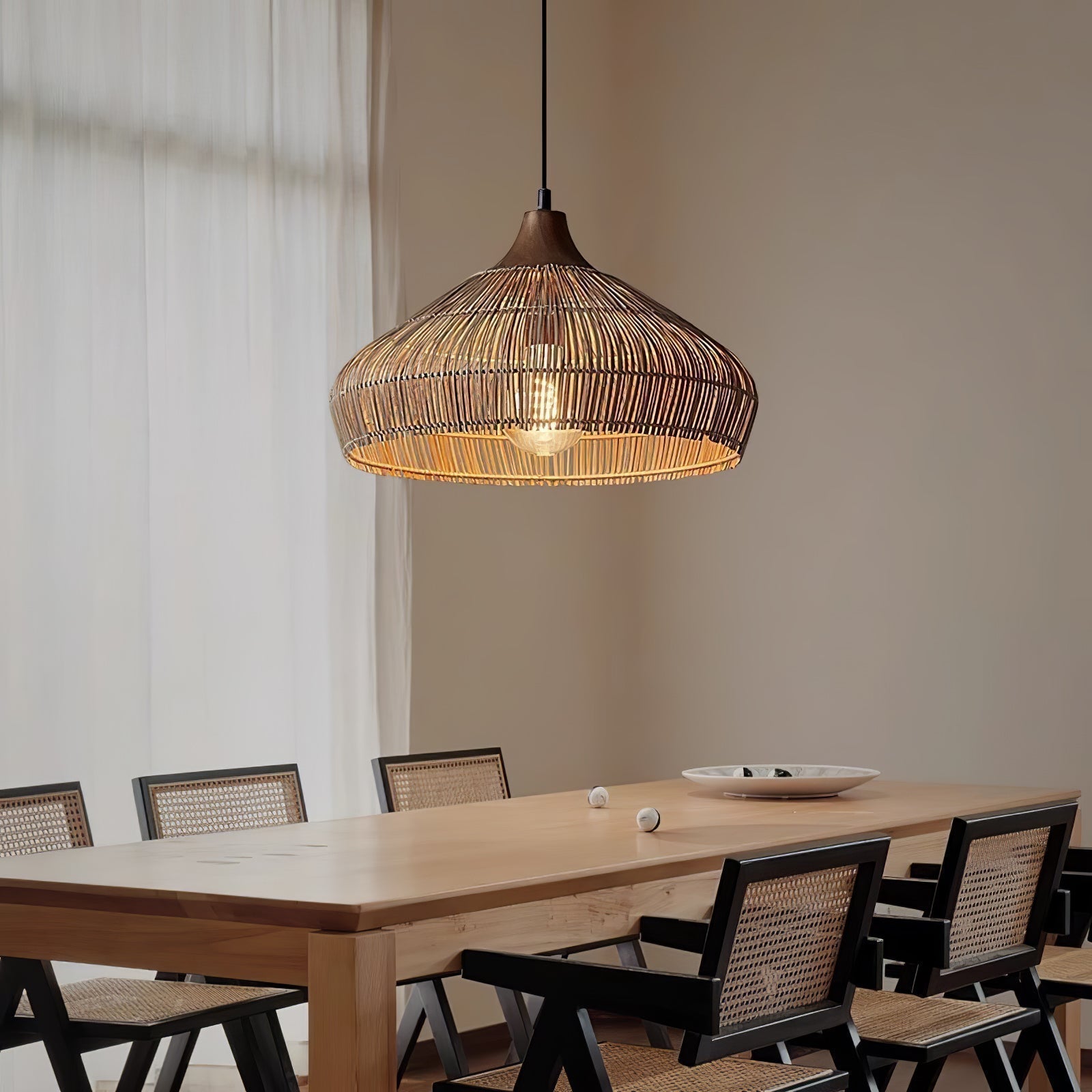 Wicker Rattan Pendant Light - Lamp Outdoor