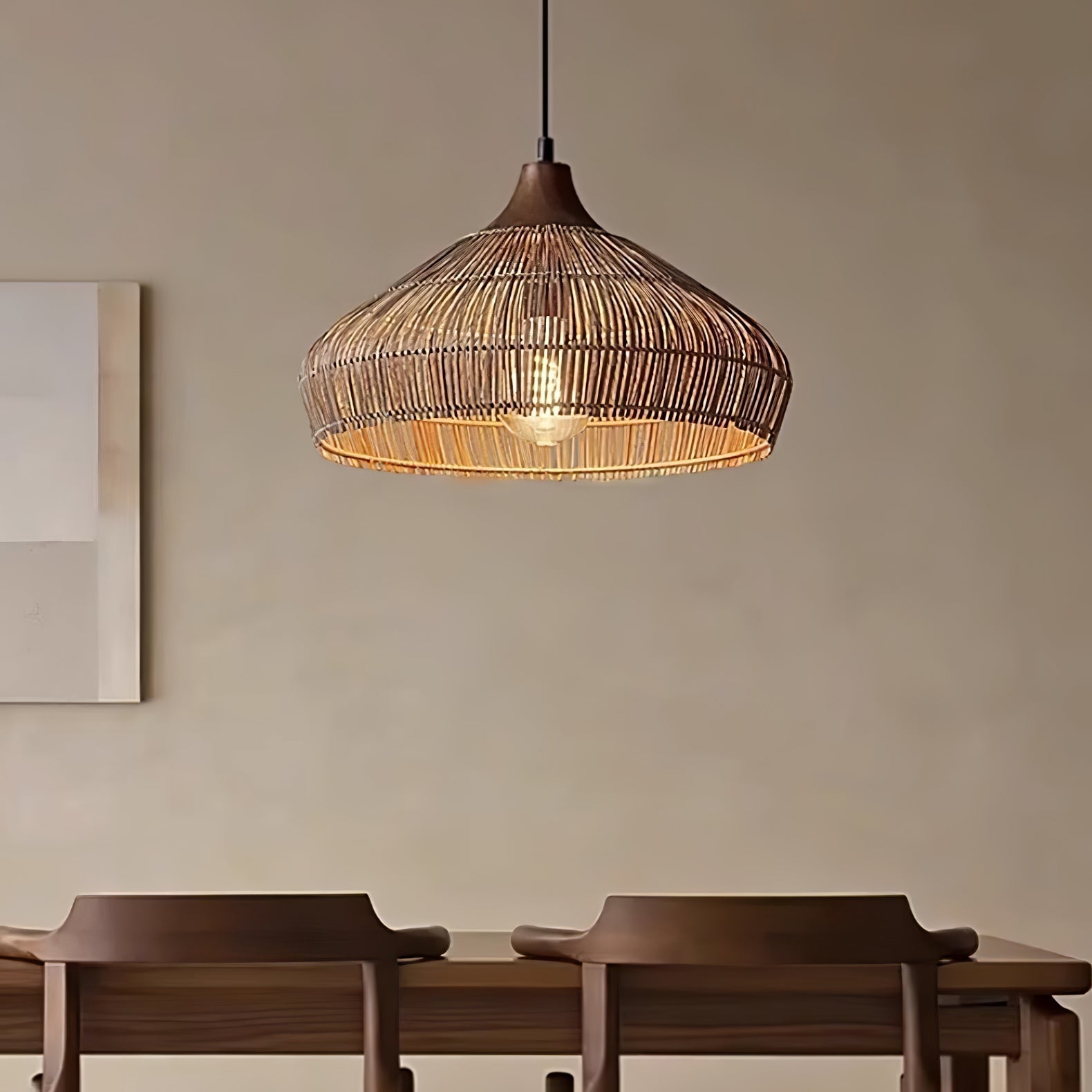Wicker Rattan Pendant Light - Lamp Outdoor