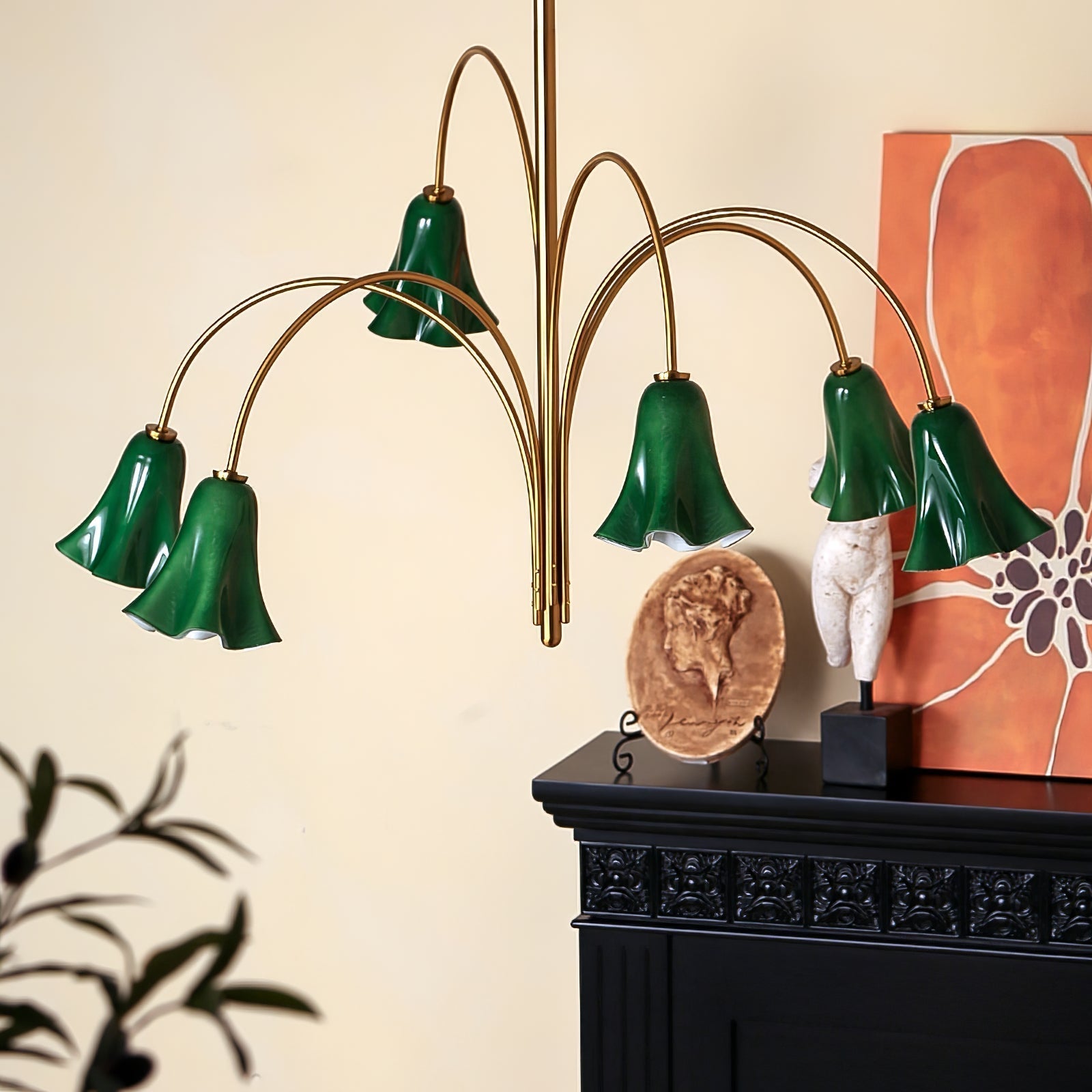 EmeraldBell Glass Pendant Chandelier - Lamp Outdoor