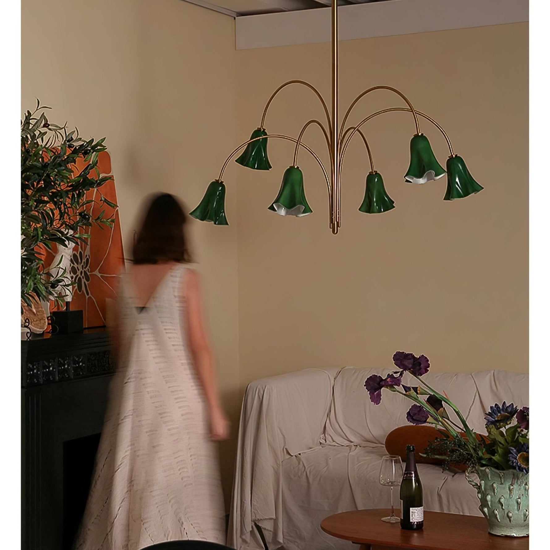 EmeraldBell Glass Pendant Chandelier - Lamp Outdoor