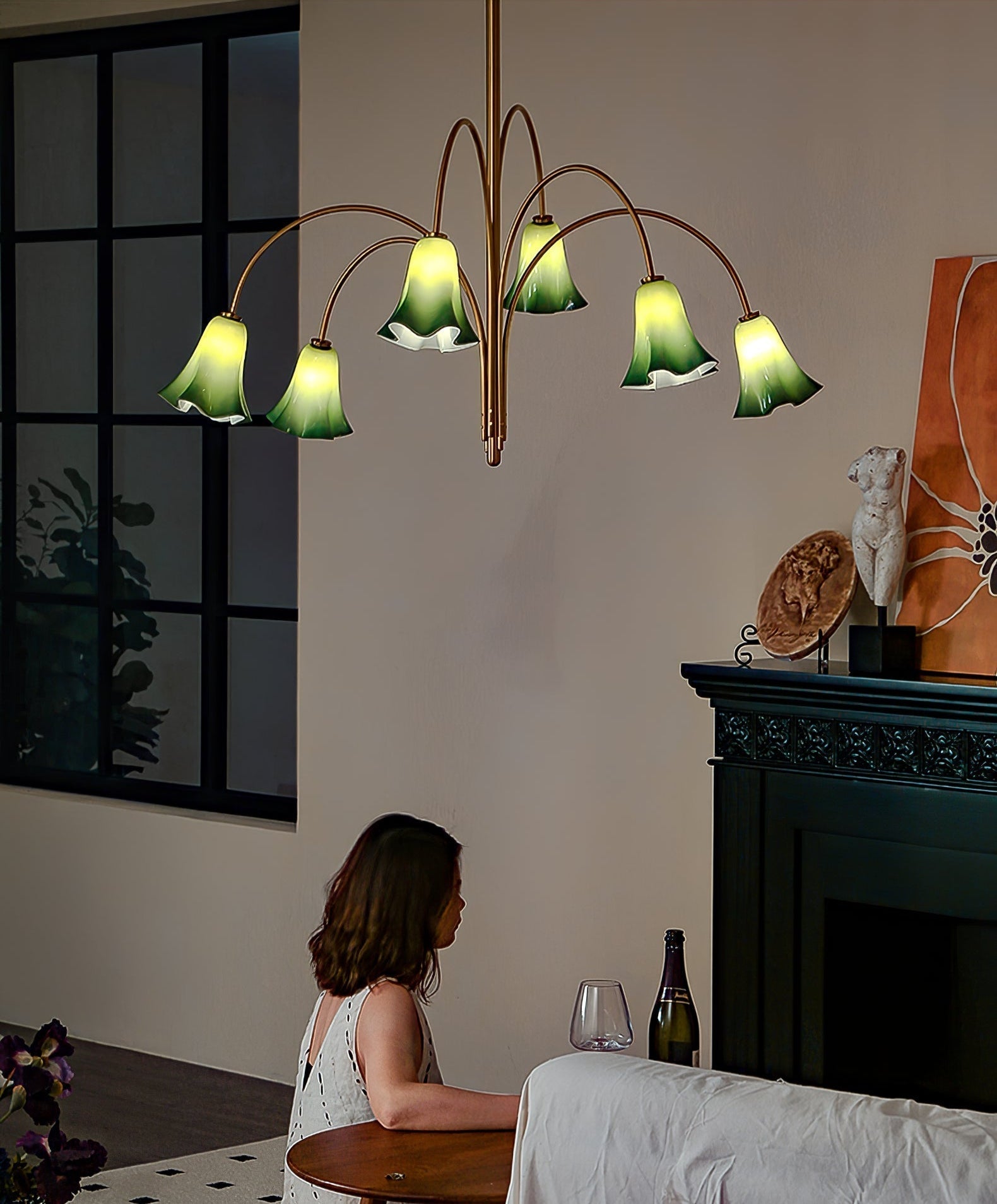 EmeraldBell Glass Pendant Chandelier - Lamp Outdoor
