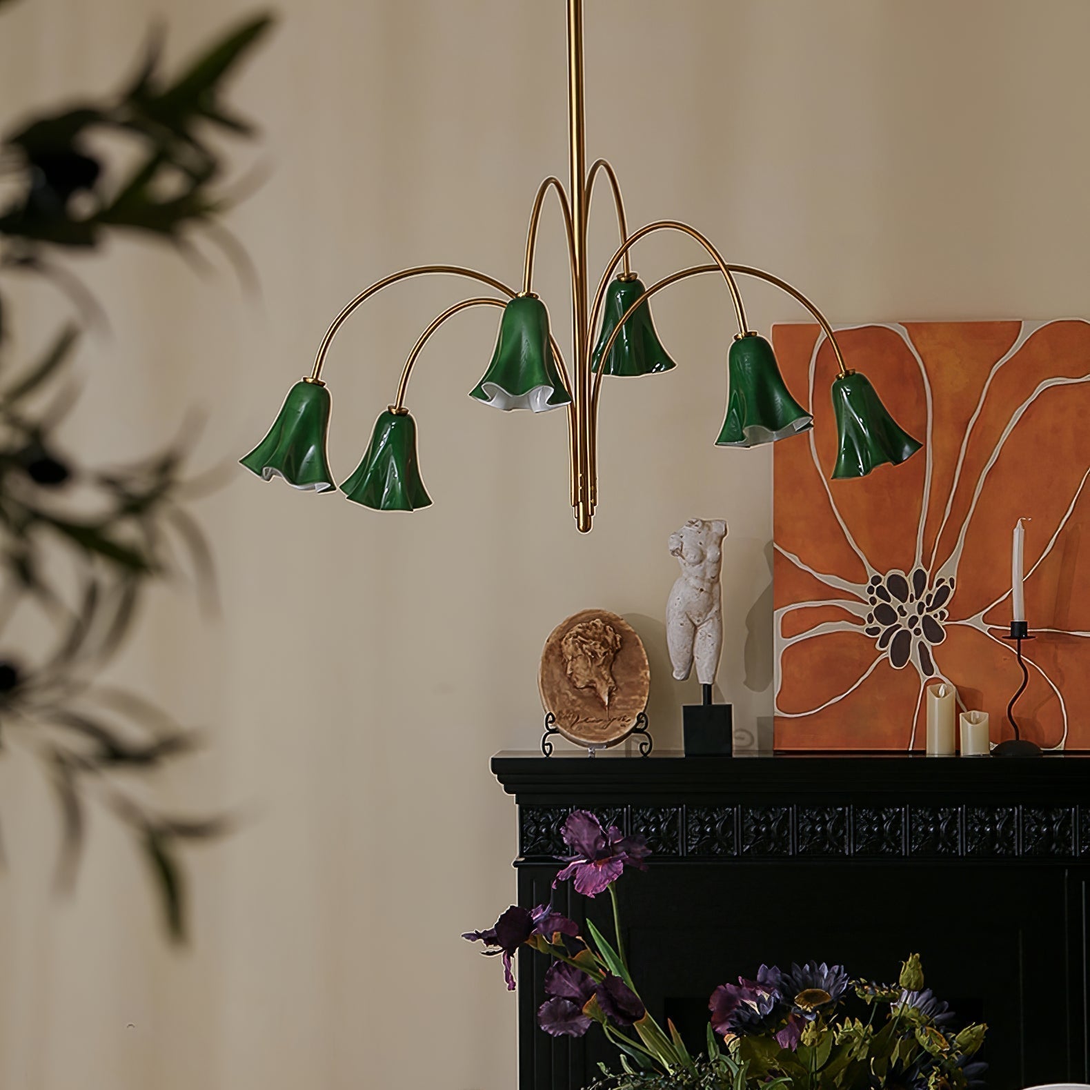 EmeraldBell Glass Pendant Chandelier - Lamp Outdoor