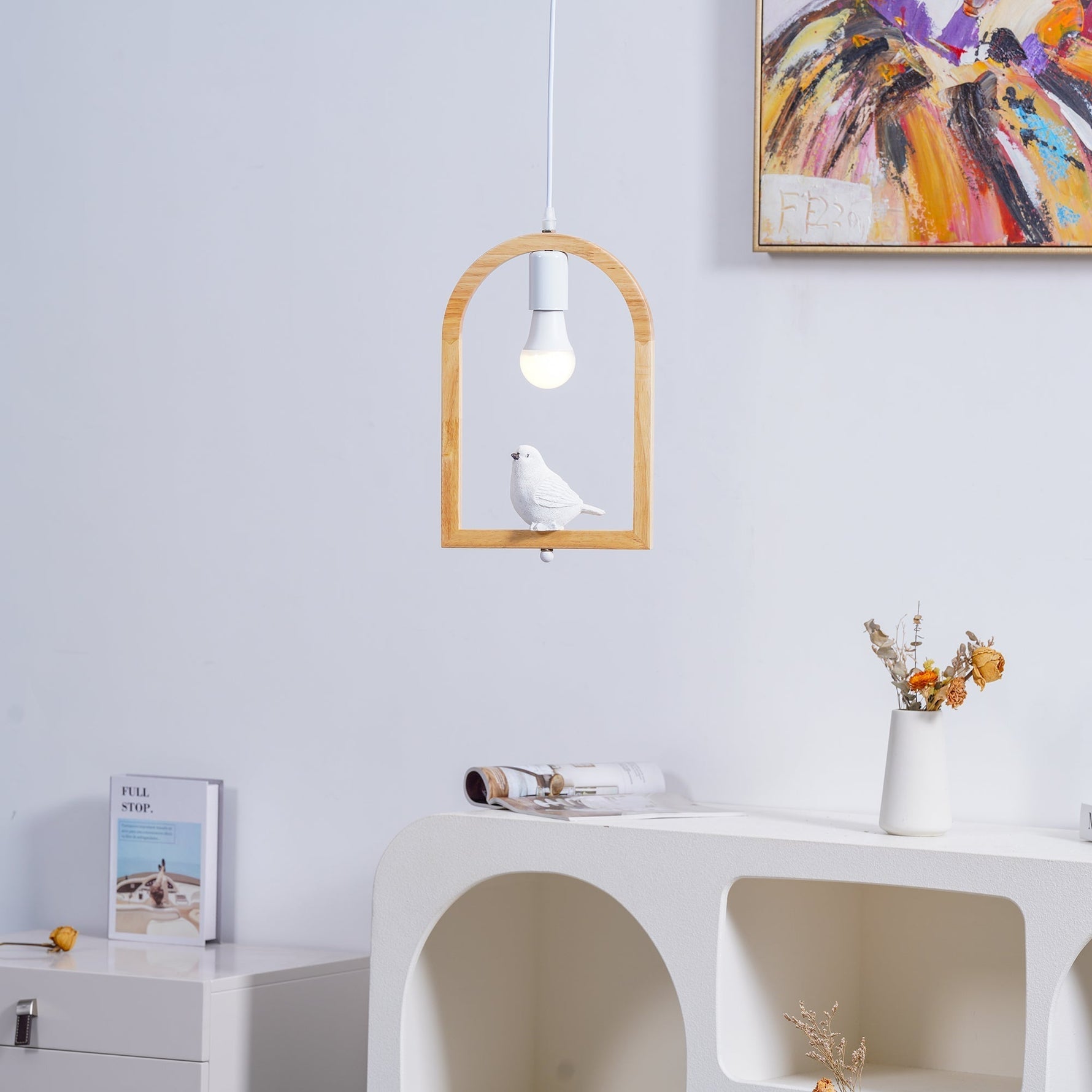 Wood Bird Resin Pendant Light - Lamp Outdoor