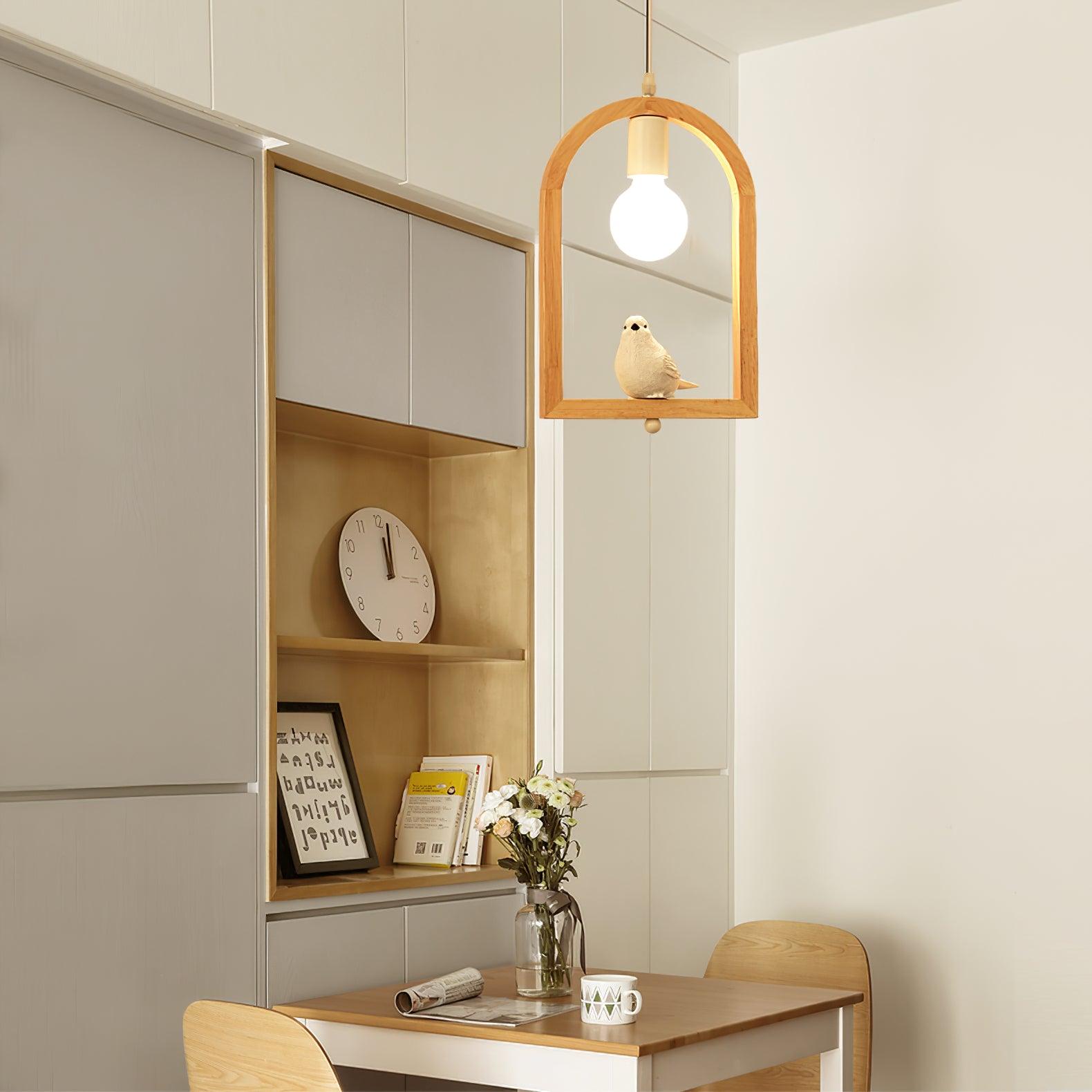 Wood Bird Resin Pendant Light - Lamp Outdoor
