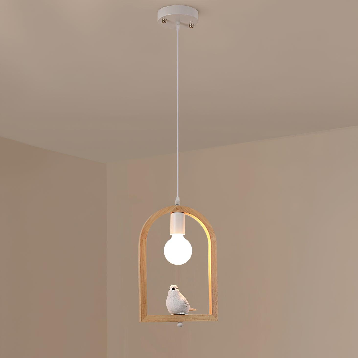 Wood Bird Resin Pendant Light - Lamp Outdoor