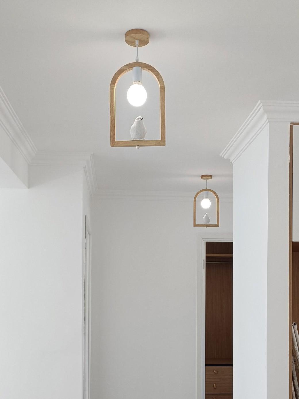 Wood Bird Resin Pendant Light - Lamp Outdoor