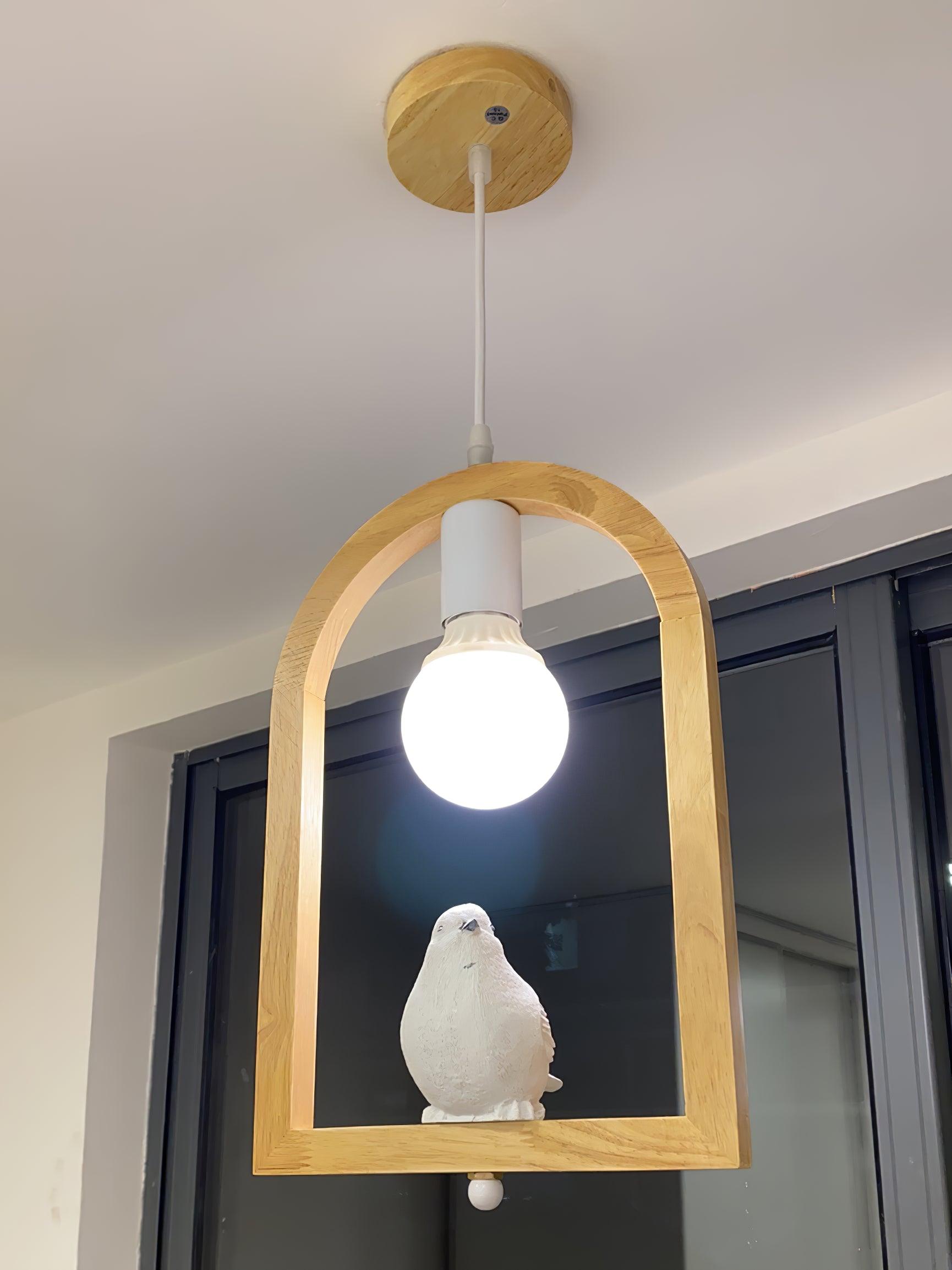 Wood Bird Resin Pendant Light - Lamp Outdoor