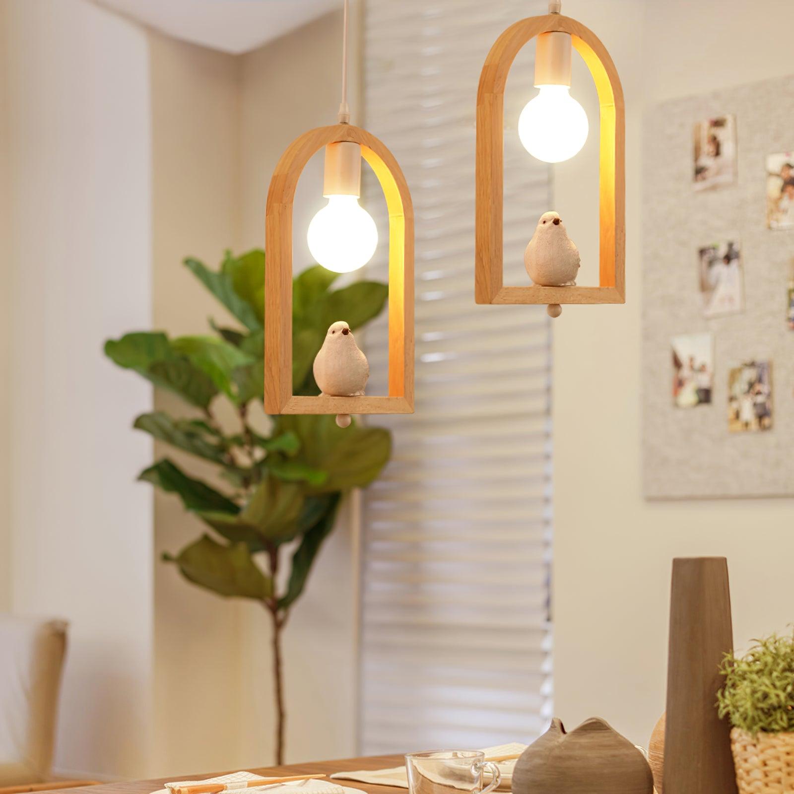 Wood Bird Resin Pendant Light - Lamp Outdoor