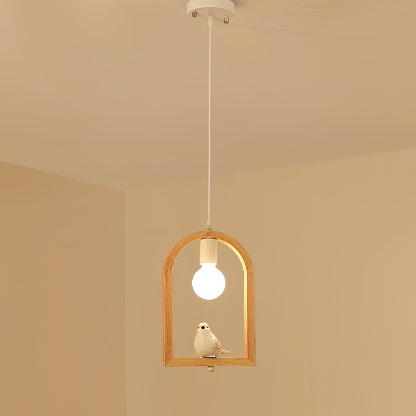 Wood Bird Resin Pendant Light - Lamp Outdoor