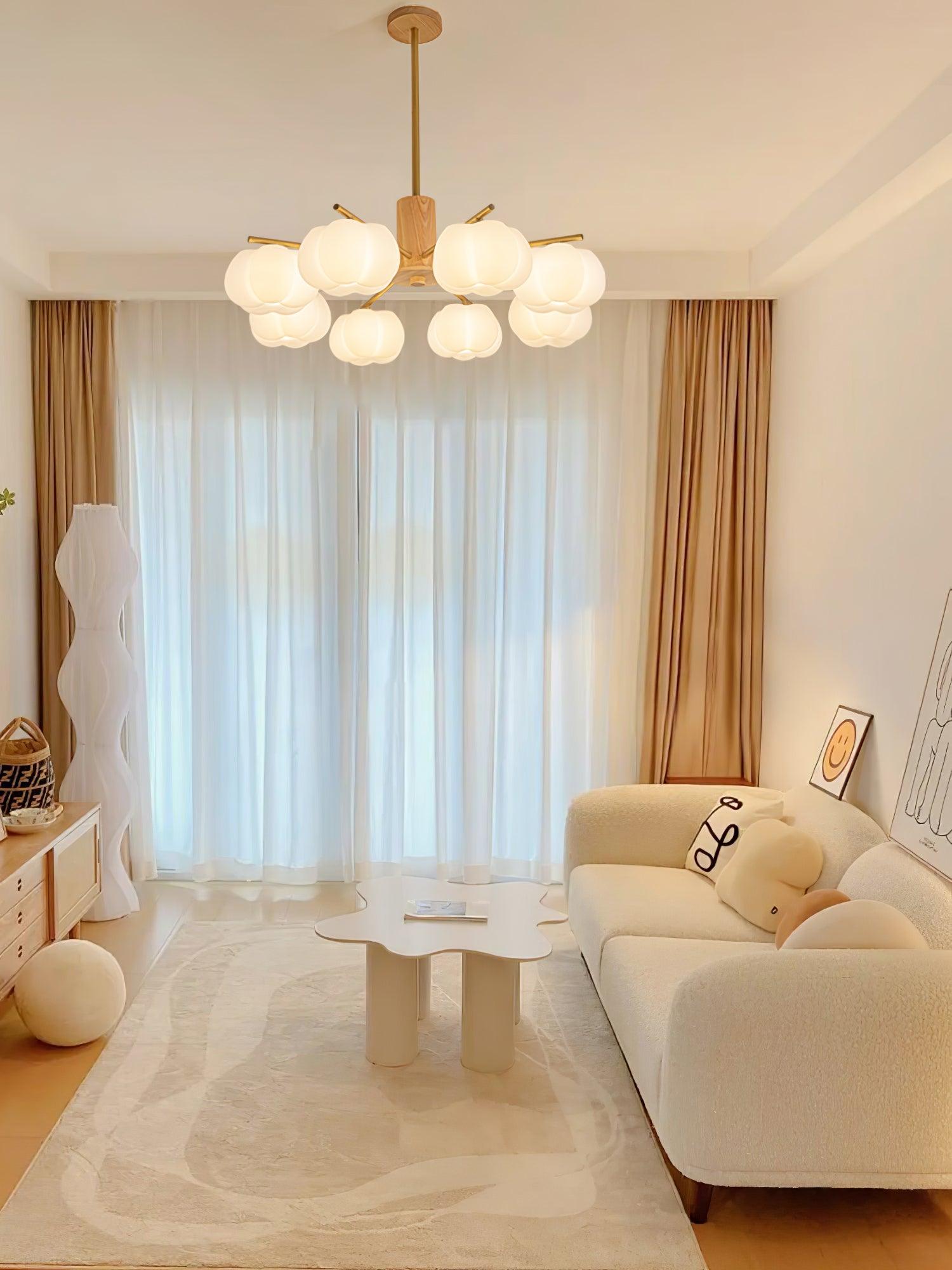 Wooden Cotton Balls Chandelier - Lamp Outdoor