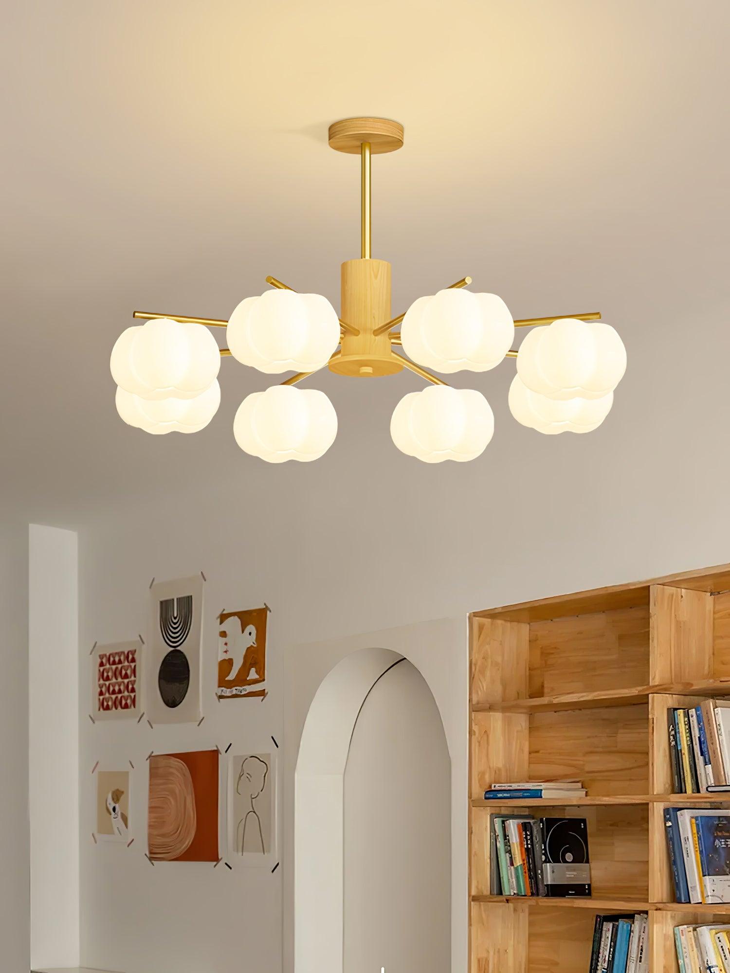 Wooden Cotton Balls Chandelier - Lamp Outdoor