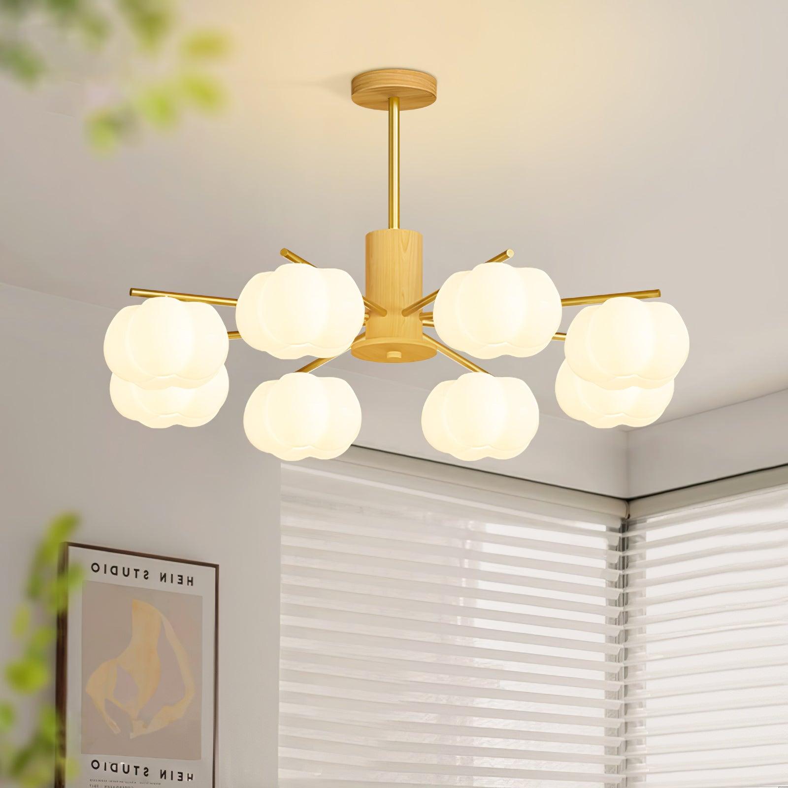 Wooden Cotton Balls Chandelier - Lamp Outdoor