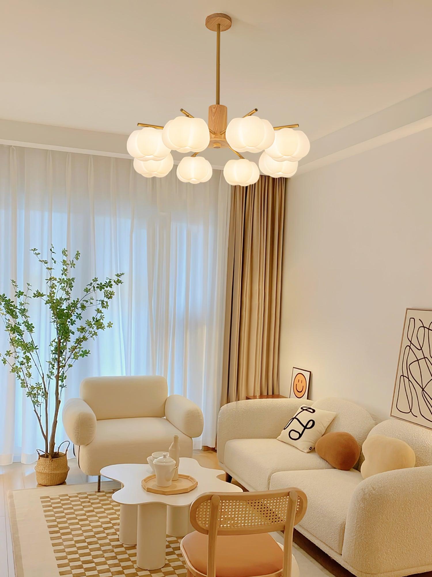 Wooden Cotton Balls Chandelier - Lamp Outdoor