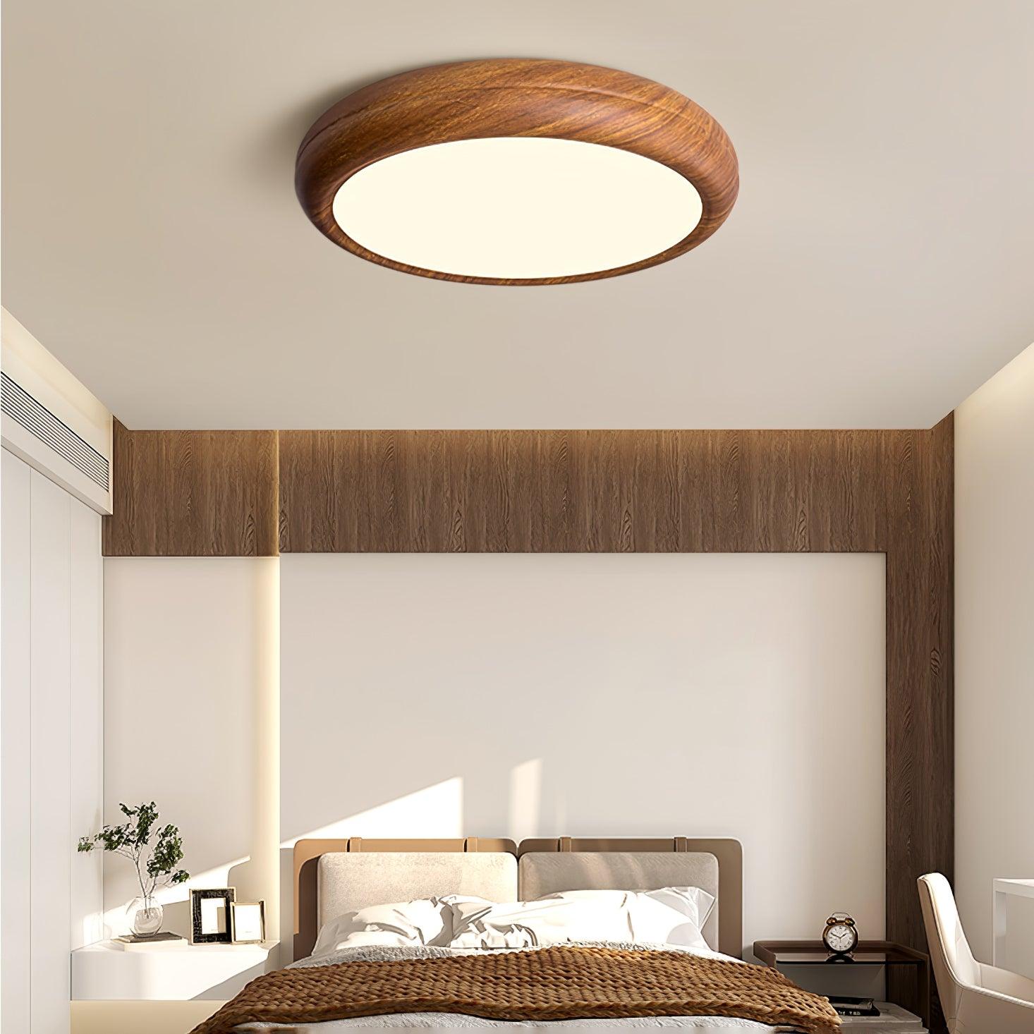 Grena Wood Grain Round Ceiling Light - Lamp Outdoor