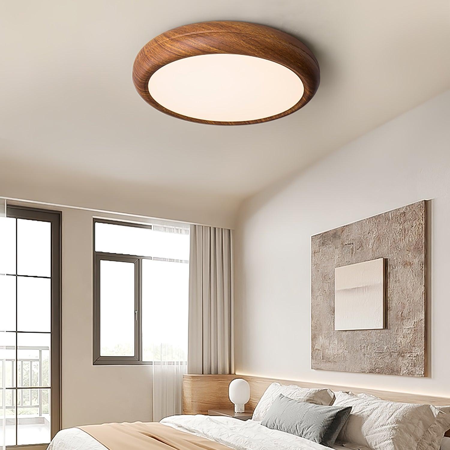 Grena Wood Grain Round Ceiling Light - Lamp Outdoor
