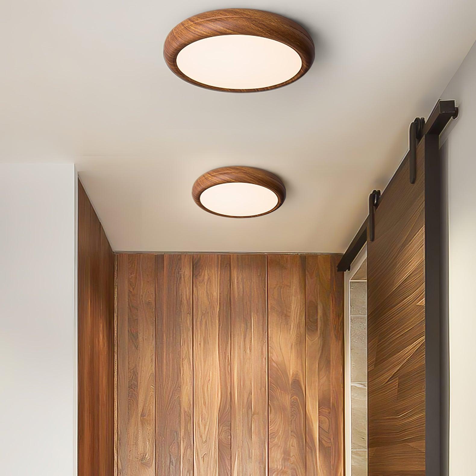 Grena Wood Grain Round Ceiling Light - Lamp Outdoor