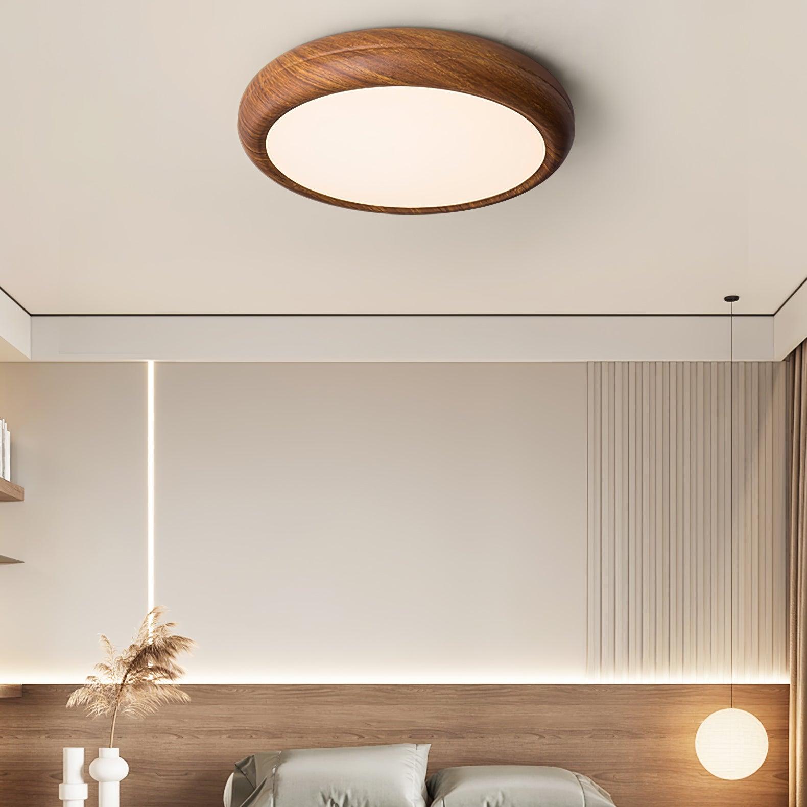 Grena Wood Grain Round Ceiling Light - Lamp Outdoor