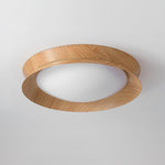 Solara Ceiling Light Wood Ring Double Half Round Nordic - Letslighting