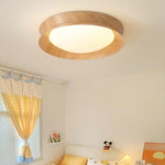Solara Ceiling Light Wood Ring Double Half Round Nordic - Letslighting