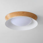 Solara Ceiling Light Wood Ring Double Half Round Nordic - Letslighting