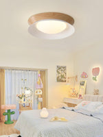 Solara Ceiling Light Wood Ring Double Half Round Nordic - Letslighting