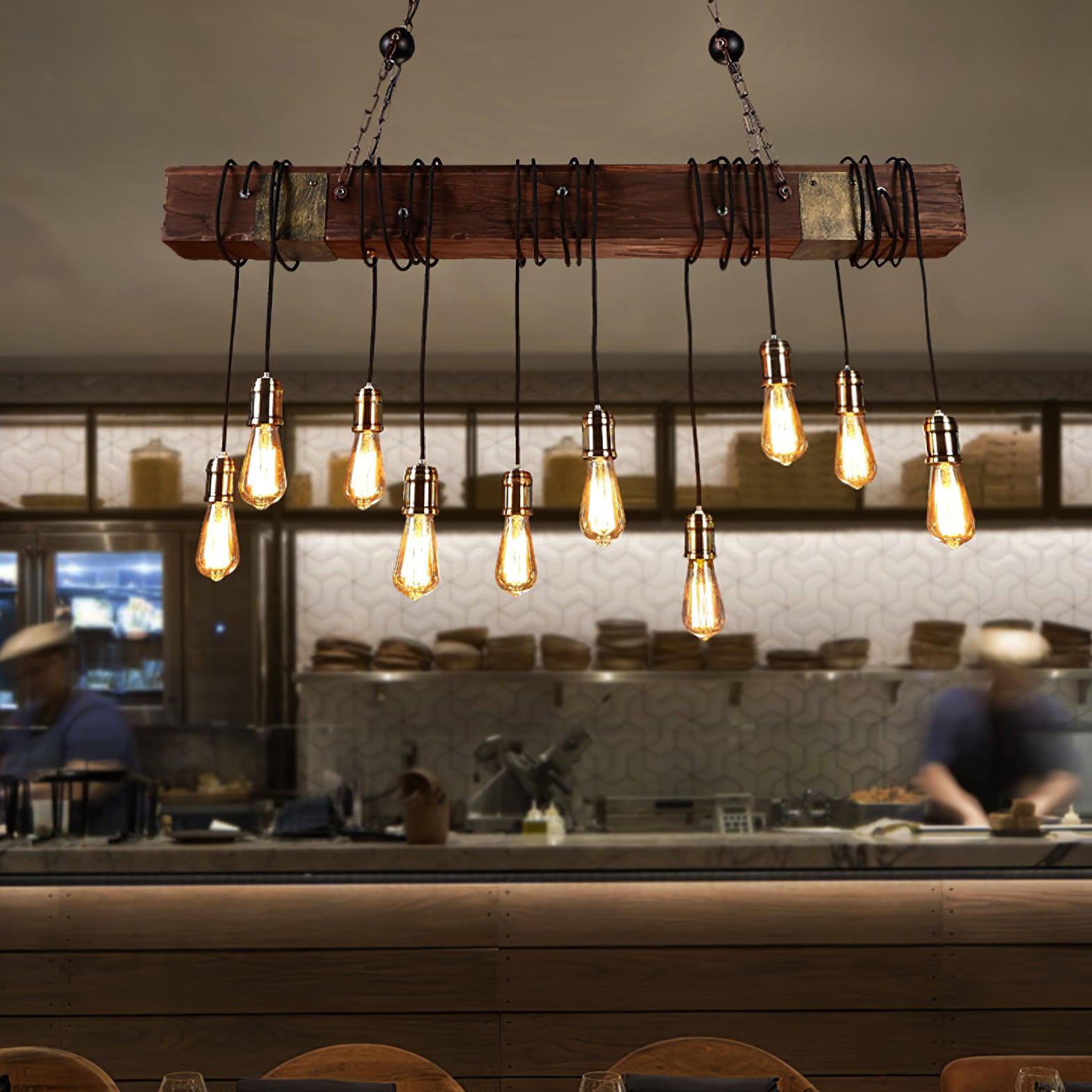 Wood Hanging Multi Chandelier - Lamp Outdoor