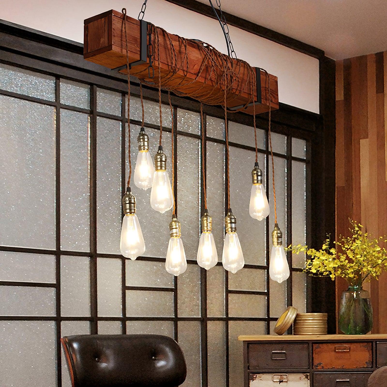 Wood Hanging Multi Chandelier - Lamp Outdoor