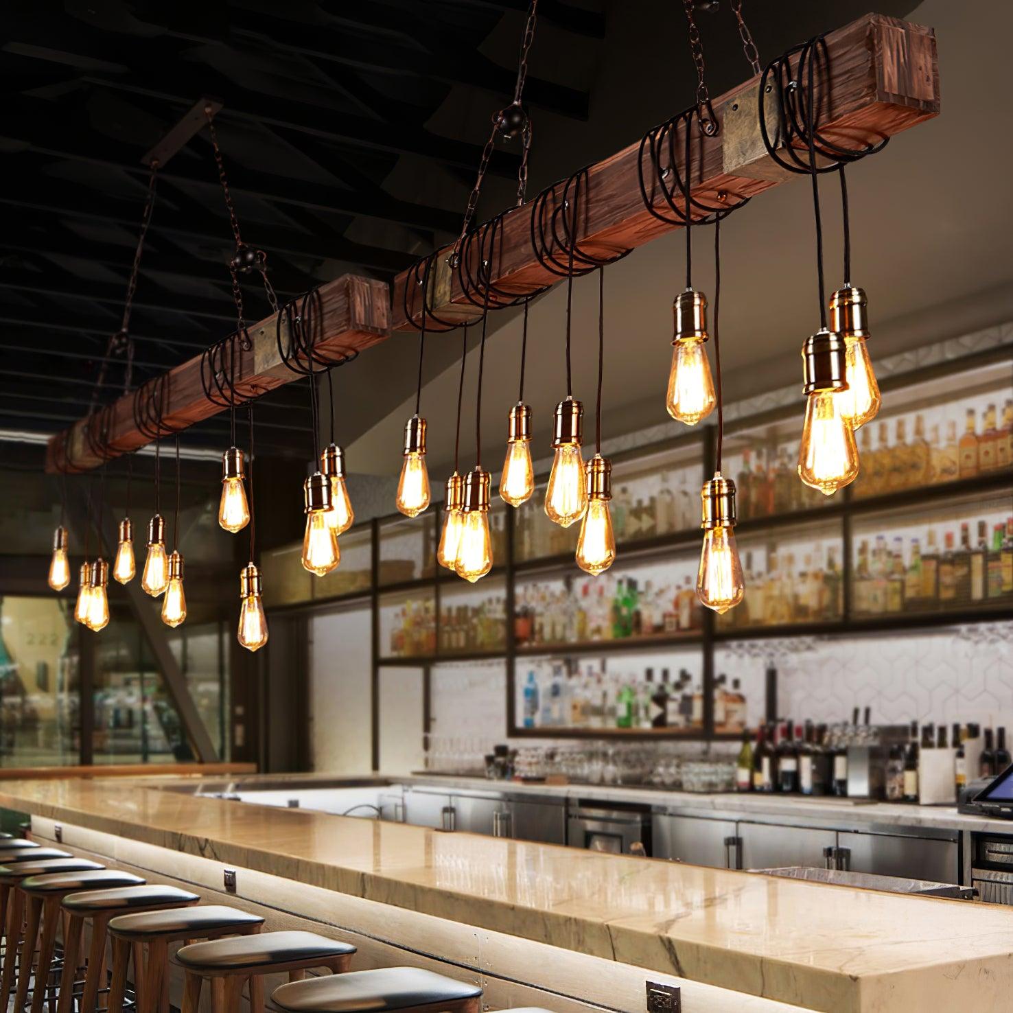 Wood Hanging Multi Chandelier - Lamp Outdoor