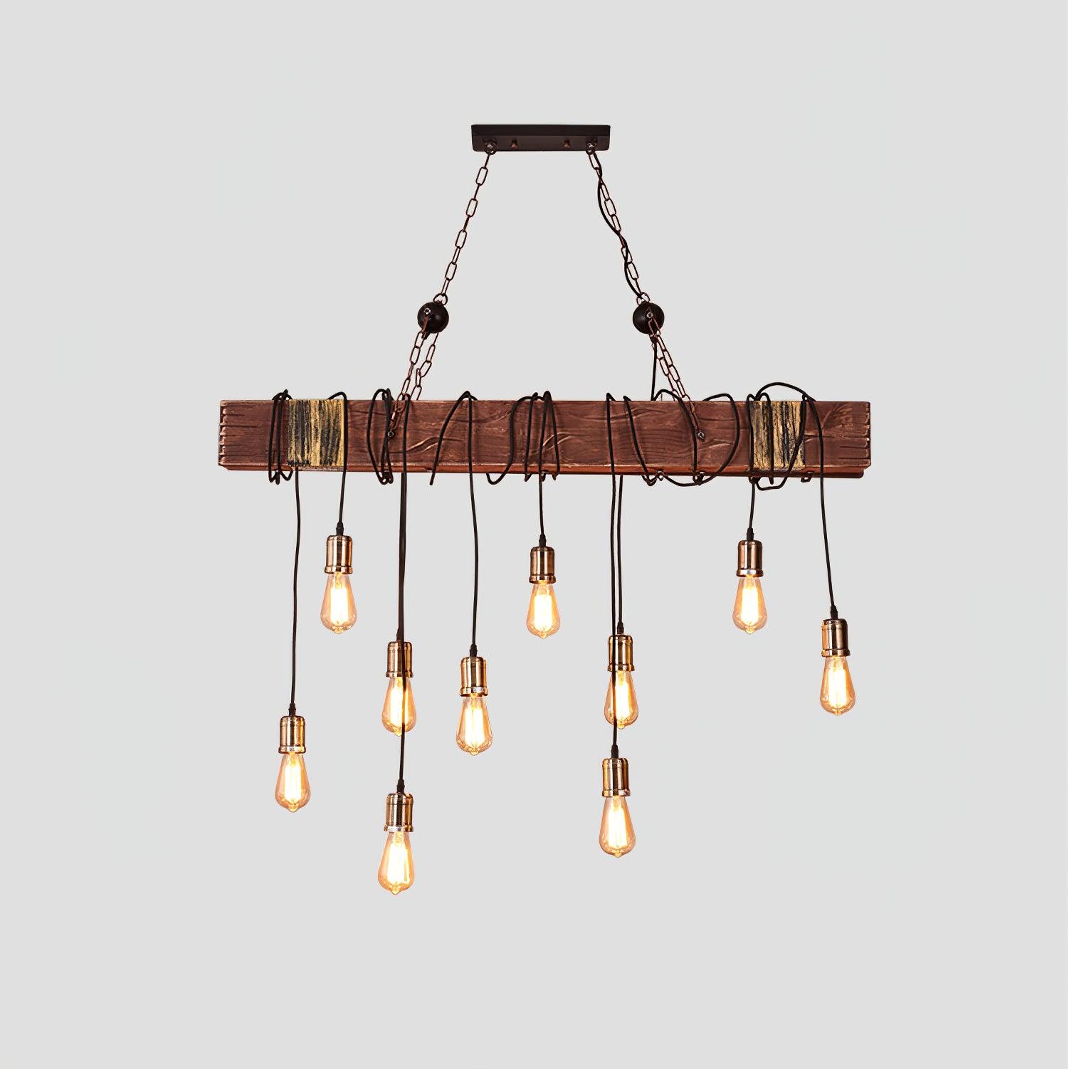 Wood Hanging Multi Chandelier - Lamp Outdoor