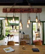 Wood Hanging Multi Chandelier - Lamp Outdoor