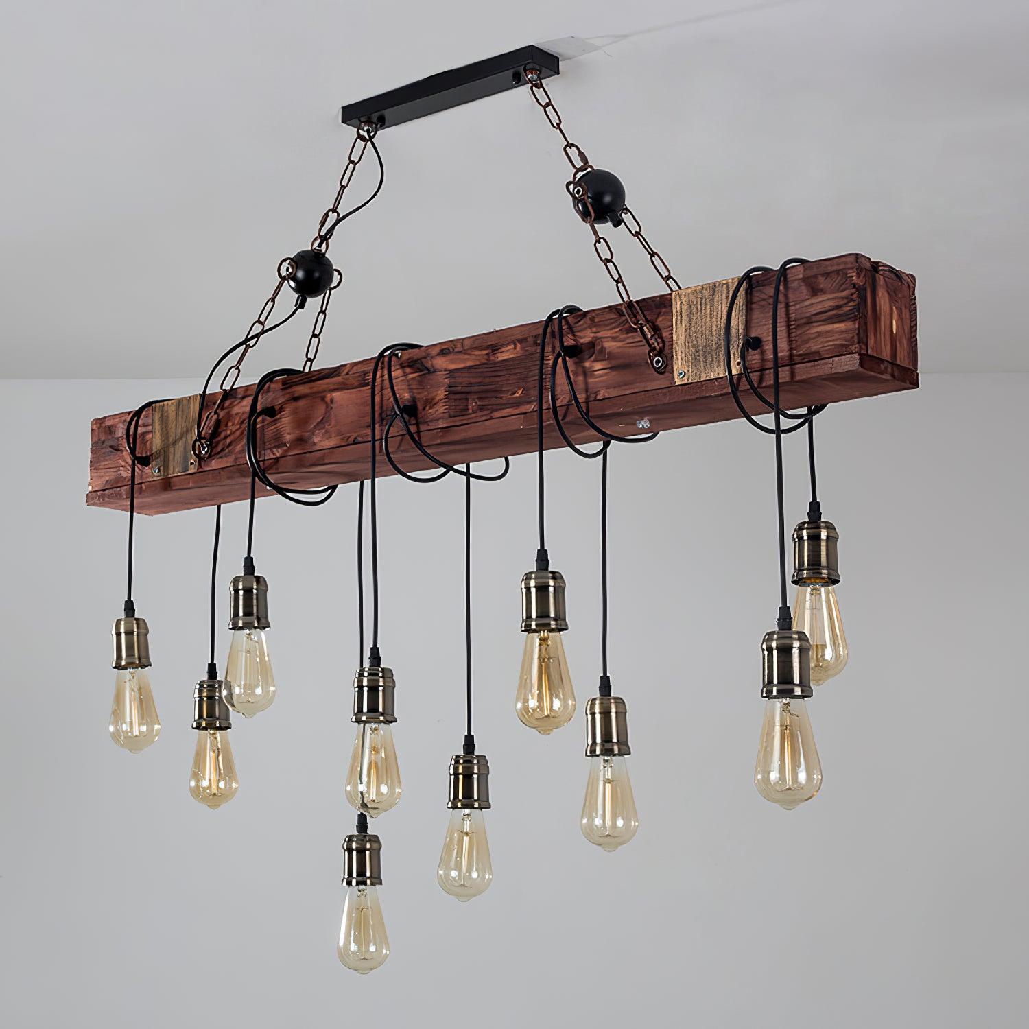 Wood Hanging Multi Chandelier - Lamp Outdoor
