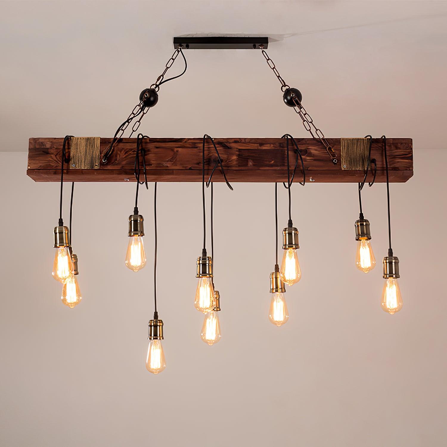 Wood Hanging Multi Chandelier - Lamp Outdoor