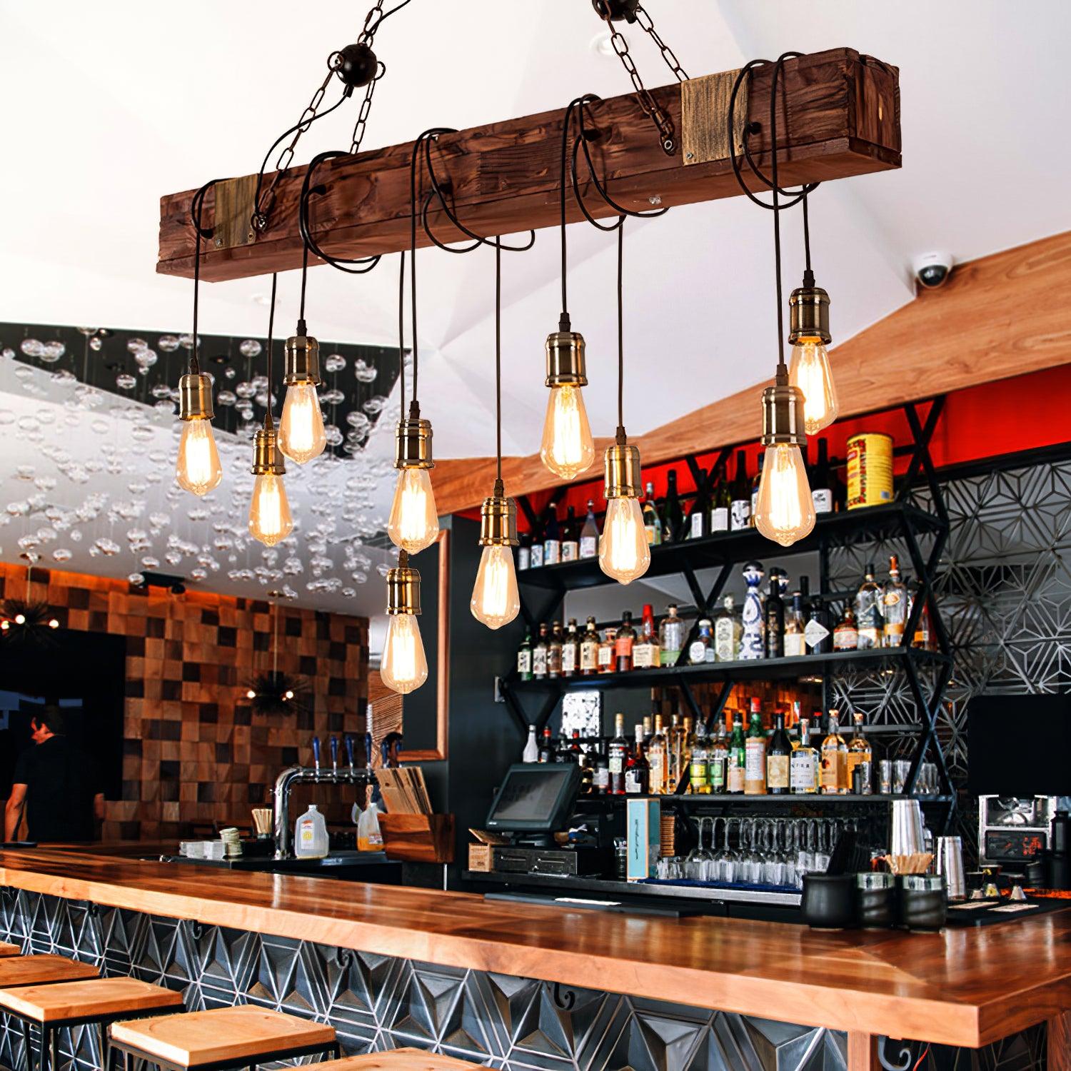 Wood Hanging Multi Chandelier - Lamp Outdoor
