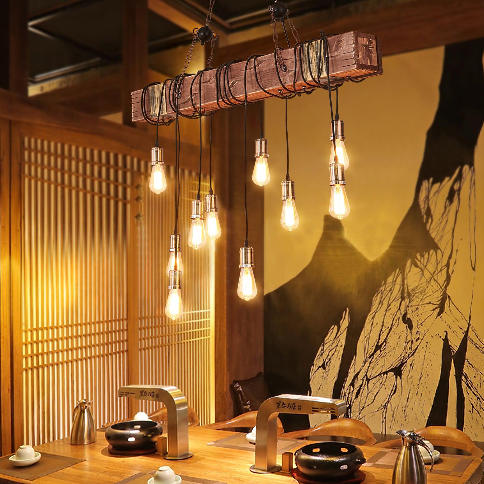 Wood Hanging Multi Chandelier - Lamp Outdoor