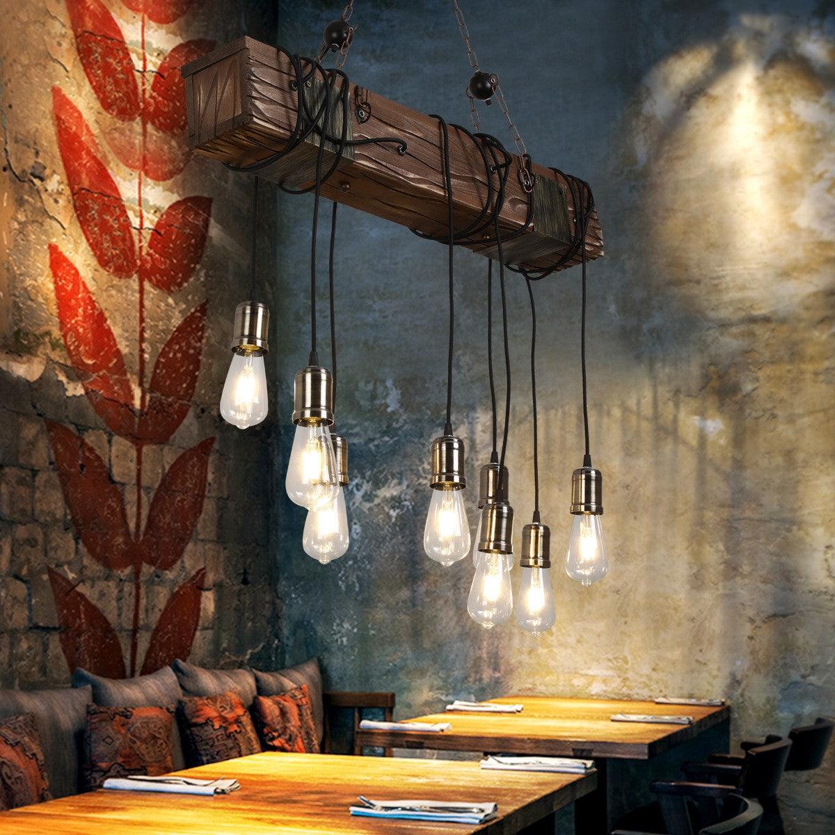 Wood Hanging Multi Chandelier - Lamp Outdoor