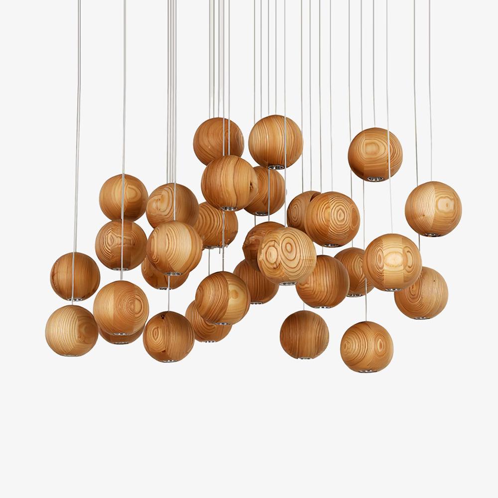 Ulvararis Nordic Orb Sphere Cluster Wooden Pendant Light - Lamp Outdoor