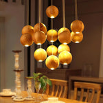 Ulvararis Nordic Orb Sphere Cluster Wooden Pendant Light - Lamp Outdoor