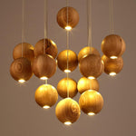 Ulvararis Nordic Orb Sphere Cluster Wooden Pendant Light - Lamp Outdoor