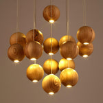 Ulvararis Nordic Orb Sphere Cluster Wooden Pendant Light - Lamp Outdoor