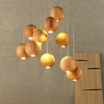 Ulvararis Nordic Orb Sphere Cluster Wooden Pendant Light - Lamp Outdoor