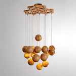 Ulvararis Nordic Orb Sphere Cluster Wooden Pendant Light - Lamp Outdoor