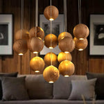 Ulvararis Nordic Orb Sphere Cluster Wooden Pendant Light - Lamp Outdoor