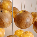 Ulvararis Nordic Orb Sphere Cluster Wooden Pendant Light - Lamp Outdoor