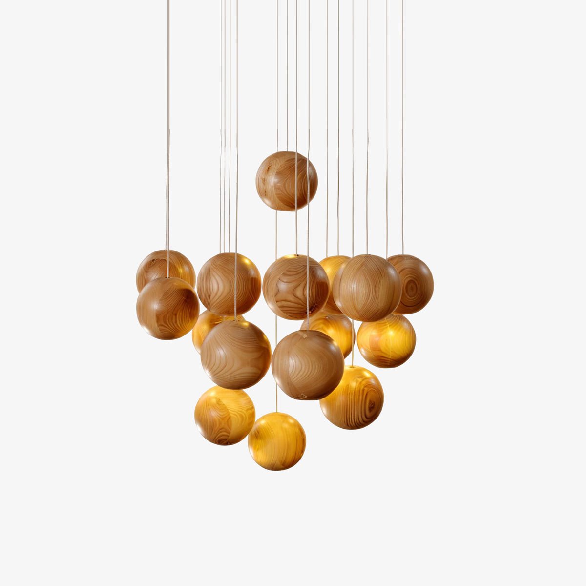 Ulvararis Nordic Orb Sphere Cluster Wooden Pendant Light - Lamp Outdoor