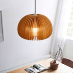 Solara Pendant Lamp Wood Pumpkin Dome Nordic - Letslighting