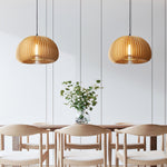 Solara Pendant Lamp Wood Pumpkin Dome Nordic - Letslighting