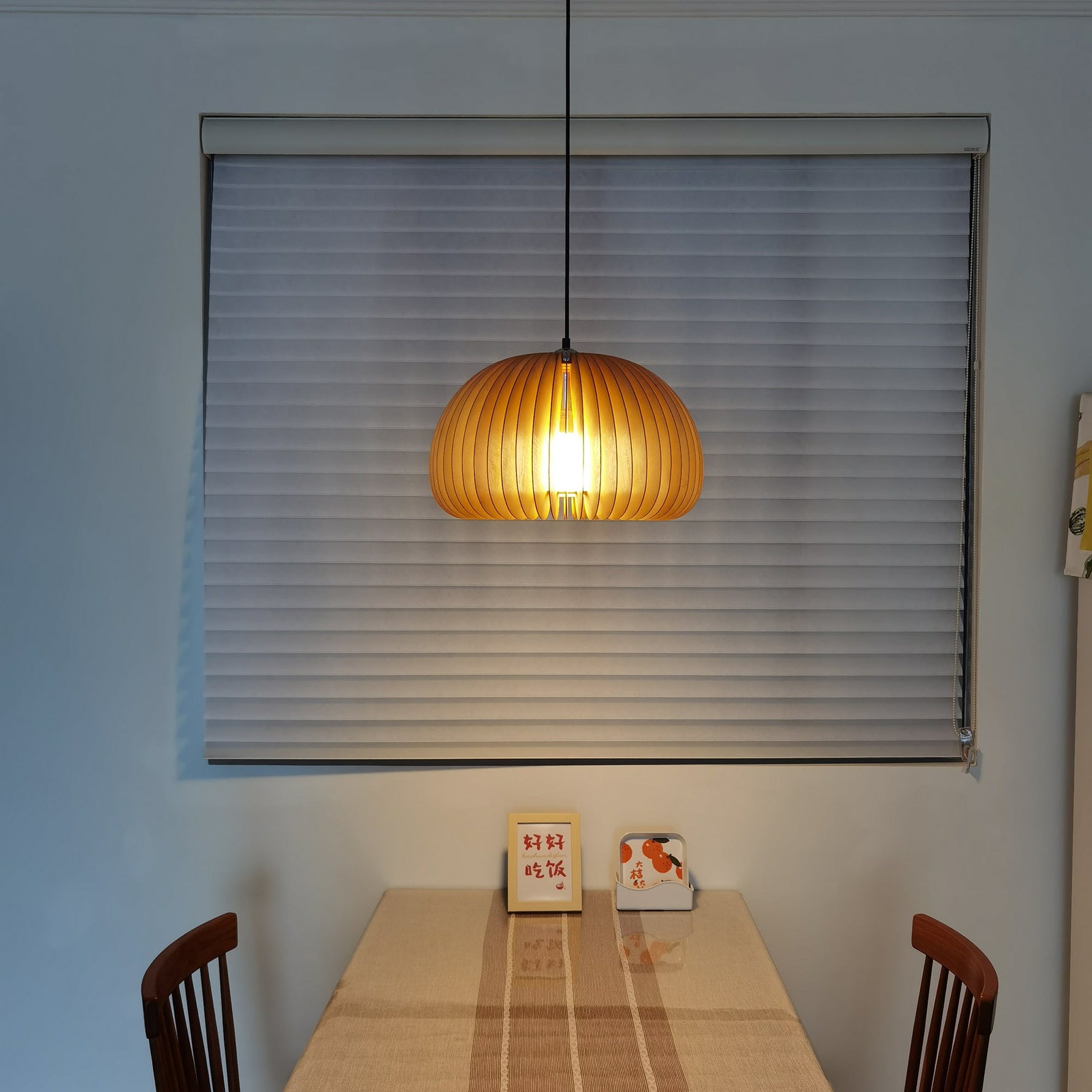 Solara Pendant Lamp Wood Pumpkin Dome Nordic - Letslighting